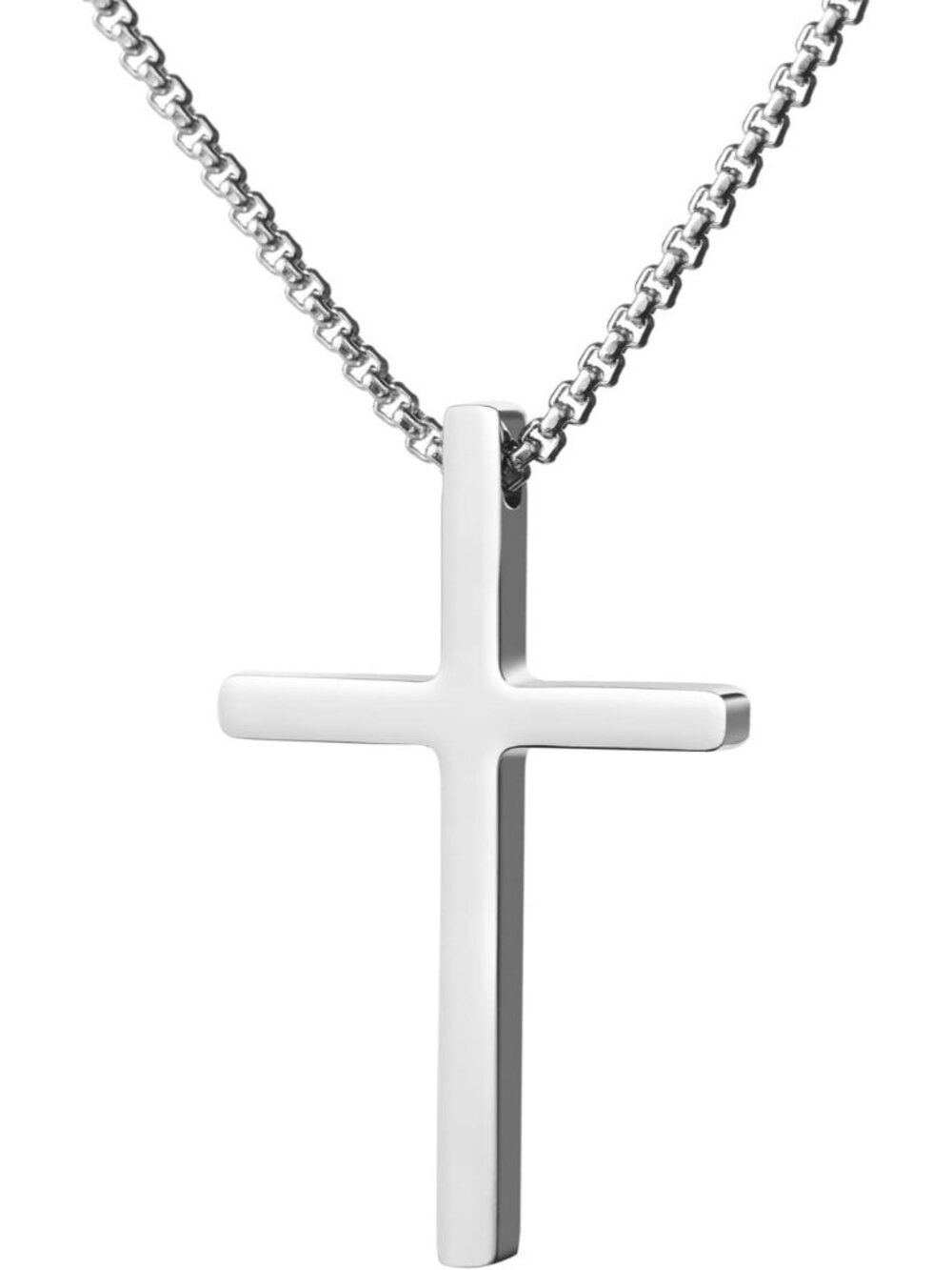 Unisex Silver Cross Necklace For 18k Gold Plated Stainless Steel Cross Pendant